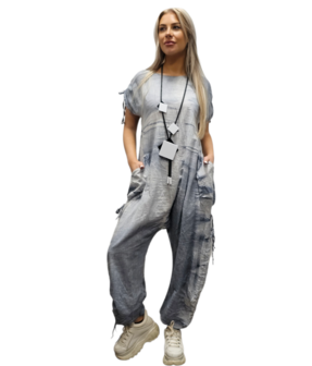  Jumpsuit, haremmodel blauw stonewashed EU Queen H4
