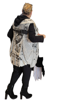 Women knitted gardigan offwhite /black h4