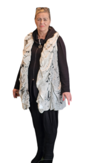 Women knitted gardigan offwhite /black h4