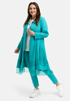 Kekoo mantel -jas Turkish blauw met tule zoom