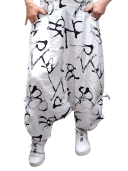 Kekoo harembroek &#039;Aria&#039; wit print