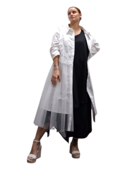 Blouse-wit-met gedeeltelijke plooi inzet