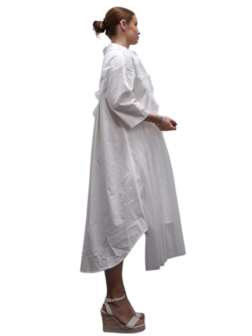 Blouse-wit-met gedeeltelijke plooi inzet