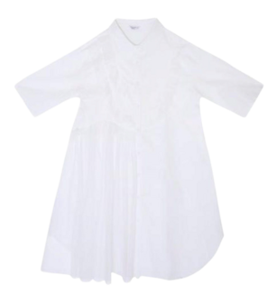 Blouse-wit-met gedeeltelijke plooi inzet