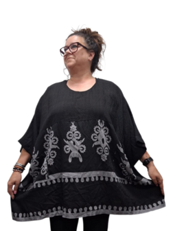 Wijde tuniek La Bass zwart print