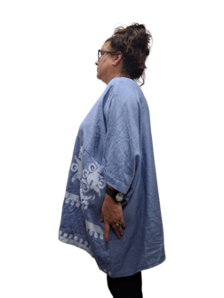 Wijde tuniek La Bass blauw print