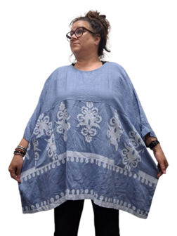 Wijde tuniek La Bass blauw print