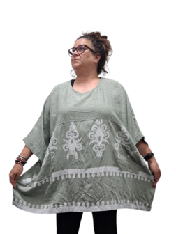 Wijde tuniek La Bass groen print
