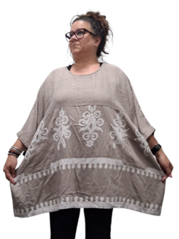 Wijde tuniek La Bass beige print