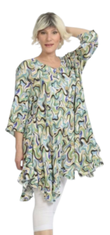 Lang, licht viscose jasje-vest Penny veelkleurig/groen-turquoise