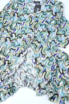 Lang, licht viscose jasje-vest Penny veelkleurig/groen-turquoise