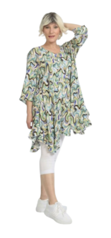 Lang, licht viscose jasje-vest Penny veelkleurig/groen-turquoise