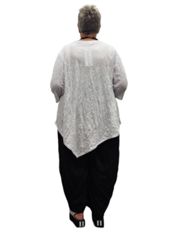 Tuniek wit met 7/8ste mouw gecrashte stof asymmetrisch 