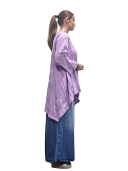 Shirt lila A-lijn asymmetrisch