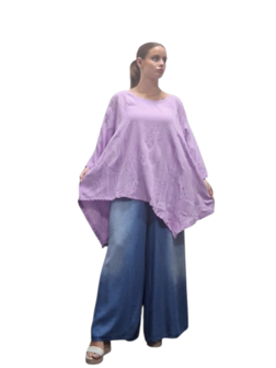 Shirt lila A-lijn asymmetrisch