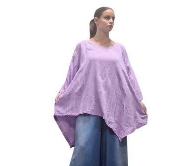 Shirt lila A-lijn asymmetrisch