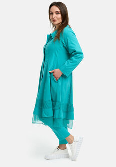 Kekoo mantel -jas Turkish blauw met tule zoom