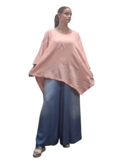 Shirt abrikoos A-lijn asymmetrisch