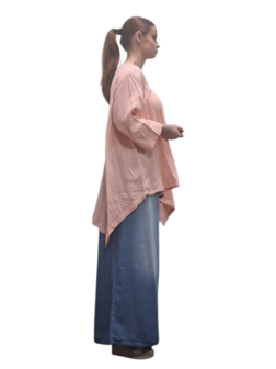 Shirt abrikoos A-lijn asymmetrisch