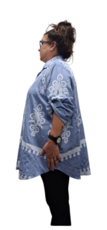 Blouse La Bass blauw print