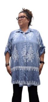 Blouse La Bass blauw print