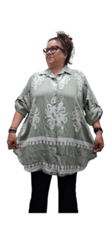 Blouse La Bass groen print