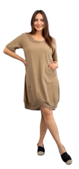 Kekoo jurk &#039;Lino&#039; Taupe-Khaki