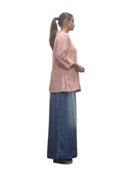 Shirt -tuniek -abrikoos -100% cotton A-lijn