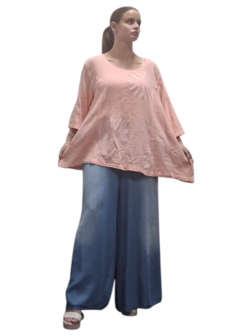 Shirt -tuniek -abrikoos -100% cotton A-lijn