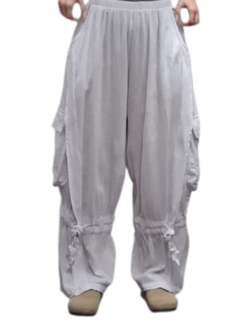 Wijde broek wit met grote zakken100% cotton