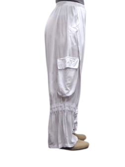 Wijde broek wit met grote zakken100% cotton
