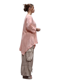 Shirt abrikoos A-lijn asymmetrisch