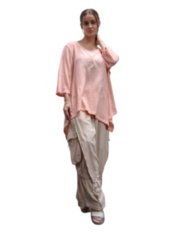 Shirt abrikoos A-lijn asymmetrisch