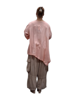 Shirt abrikoos A-lijn asymmetrisch