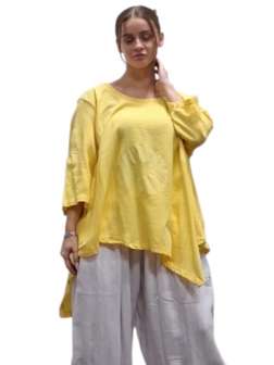 Shirt geel A-lijn asymmetrisch