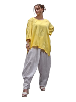Shirt geel A-lijn asymmetrisch