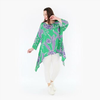 Wijde tuniek/shirt Mahio groen/lila