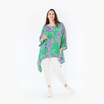 Wijde tuniek/shirt Mahio groen/lila