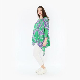 Wijde tuniek/shirt Mahio groen/lila