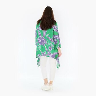 Wijde tuniek/shirt Mahio groen/lila
