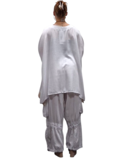 Wijde tuniek/shirt Marcy wit/beige