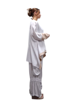 Wijde tuniek/shirt Marcy wit/beige