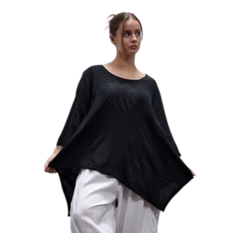 Shirt zwart  A-lijn asymmetrisch