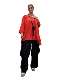 Shirt-rood-A-lijn-100-cotton