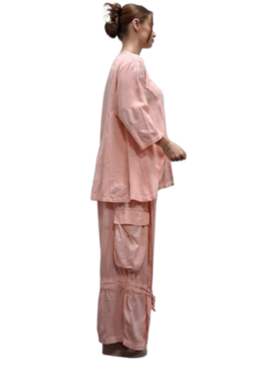 Shirt -tuniek -abrikoos -100% cotton A-lijn