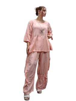 Shirt -tuniek -abrikoos -100% cotton A-lijn