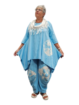 Tuniek A-lijn batikprint lichtblauw