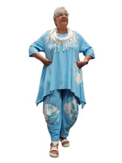 Tuniek A-lijn batikprint lichtblauw