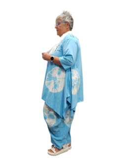 Tuniek A-lijn batikprint lichtblauw