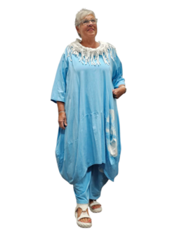 Ballonjurk batikprint lichtblauw